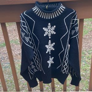 Nils black wool blend snowflake sweater